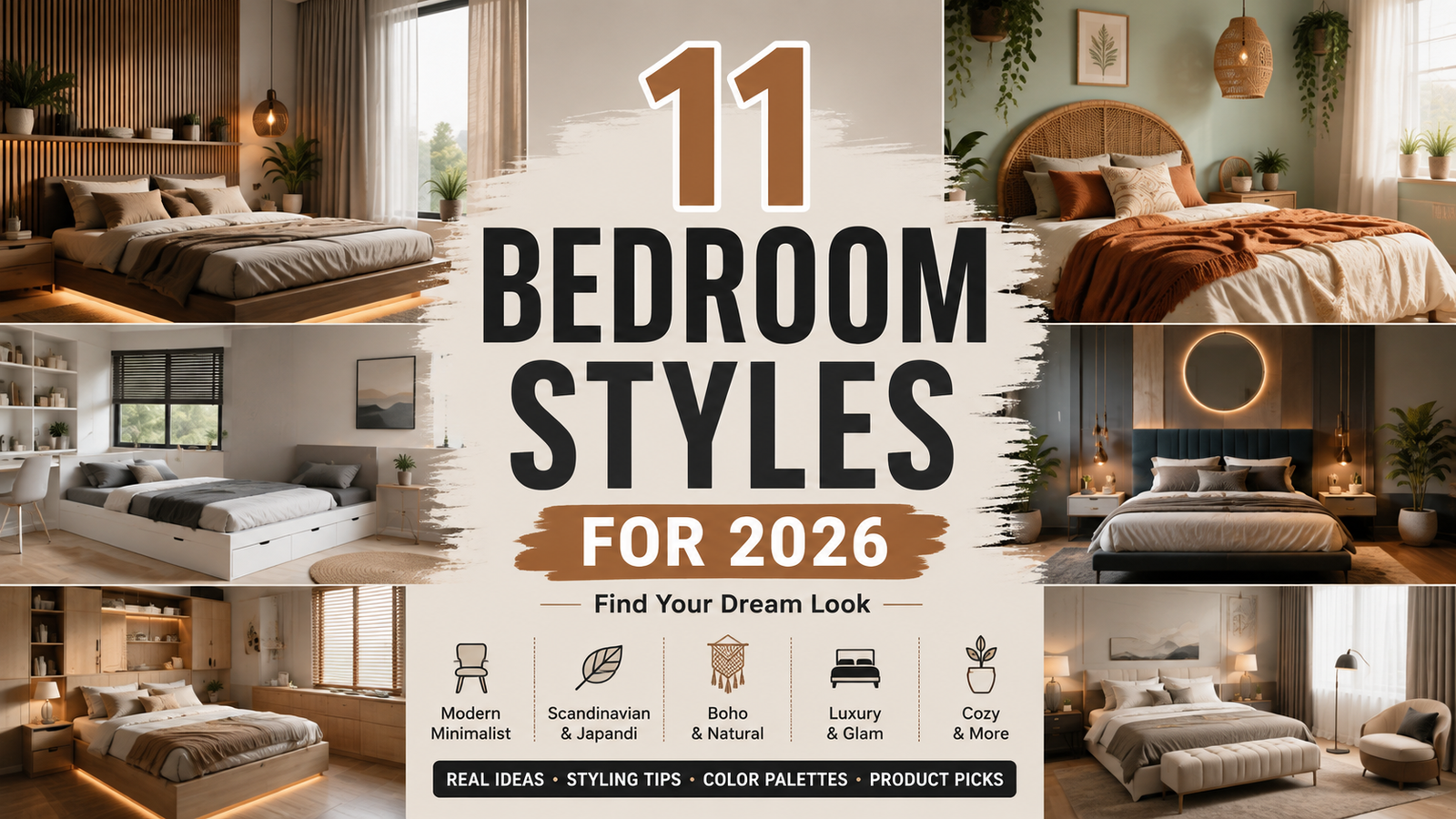 11 bedroom styles for 2026 — cozy small bedroom with warm neutral tones