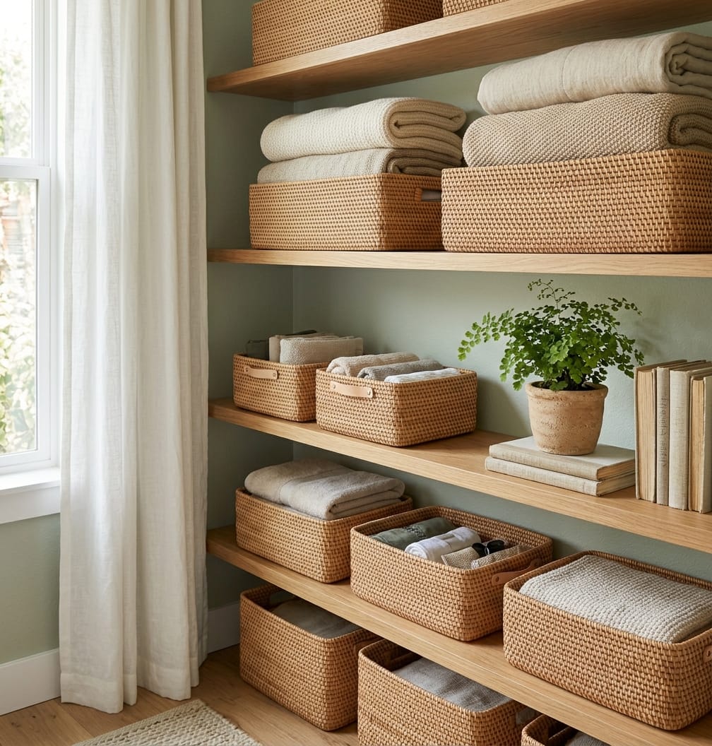 Small bedroom storage organization