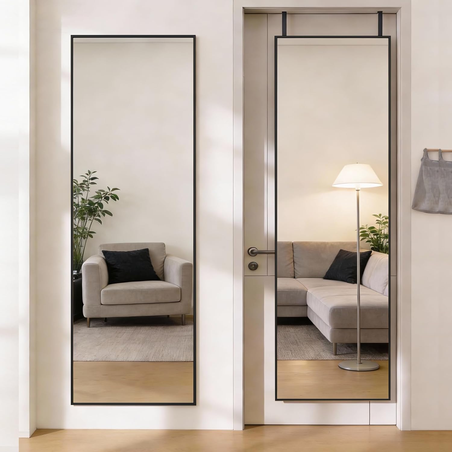 Over-door full-length mirror for small bedroom